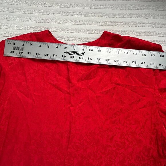 Vintage Stunt Collections Womens Red Jacquard Floral Silk Blouse Top Size Large - Picture 6 of 8